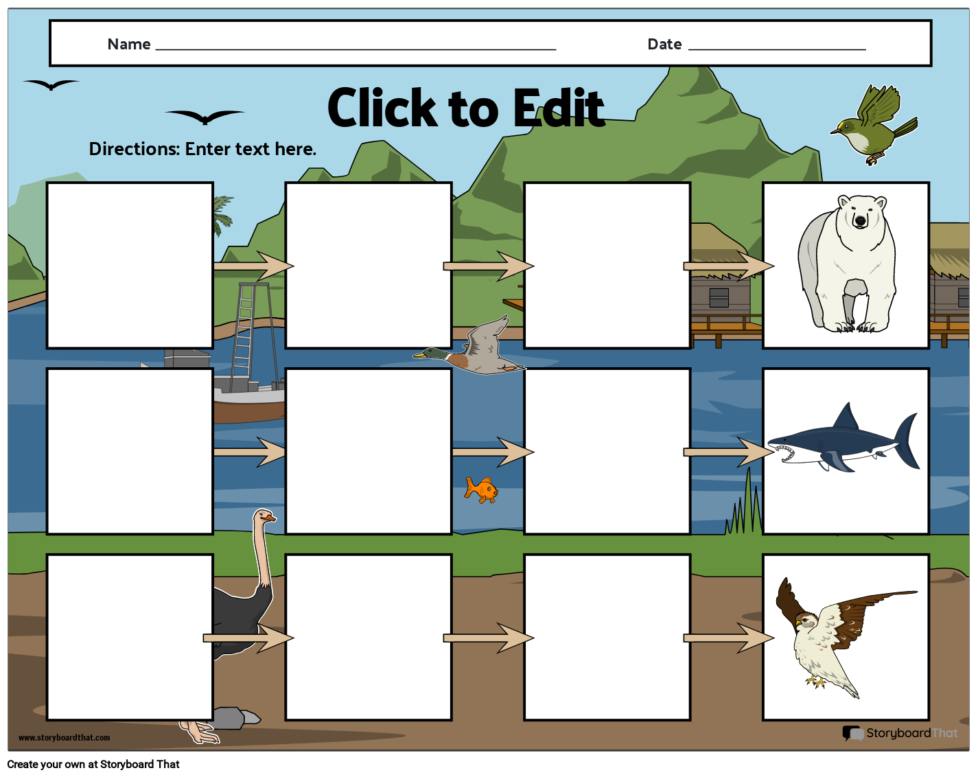 Food Chain Worksheets with River