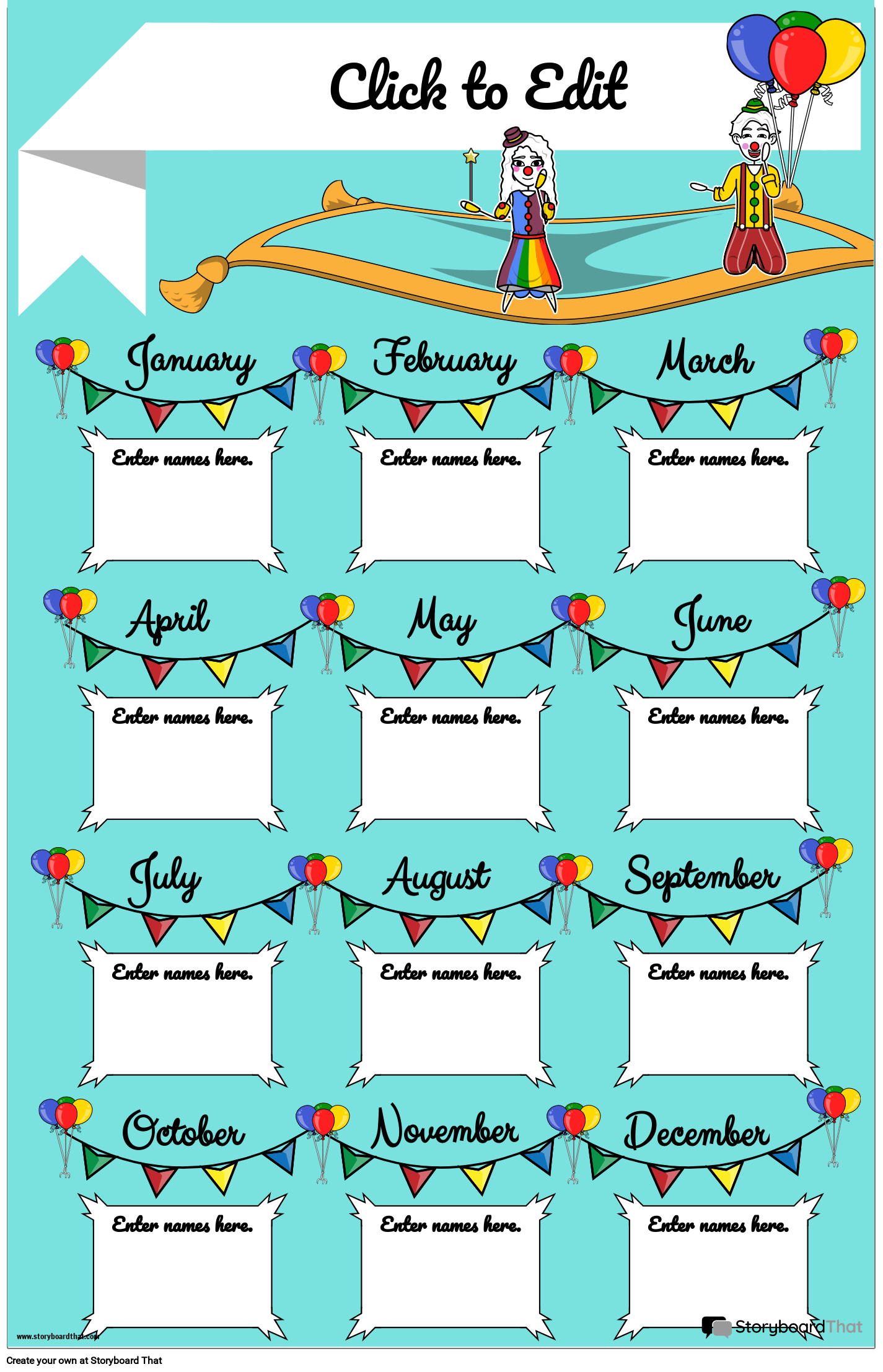 Free Printable Birthday Poster with Streamers and Balloons