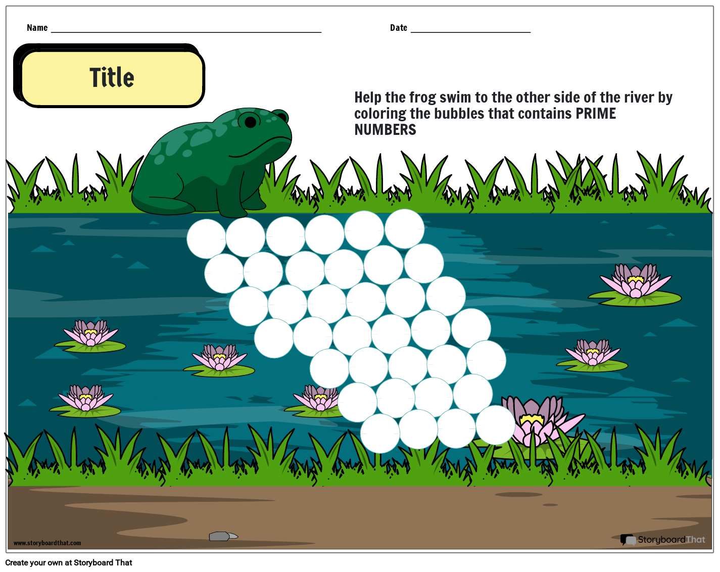 Frog Maze Prime and Composite Numbers Worksheet