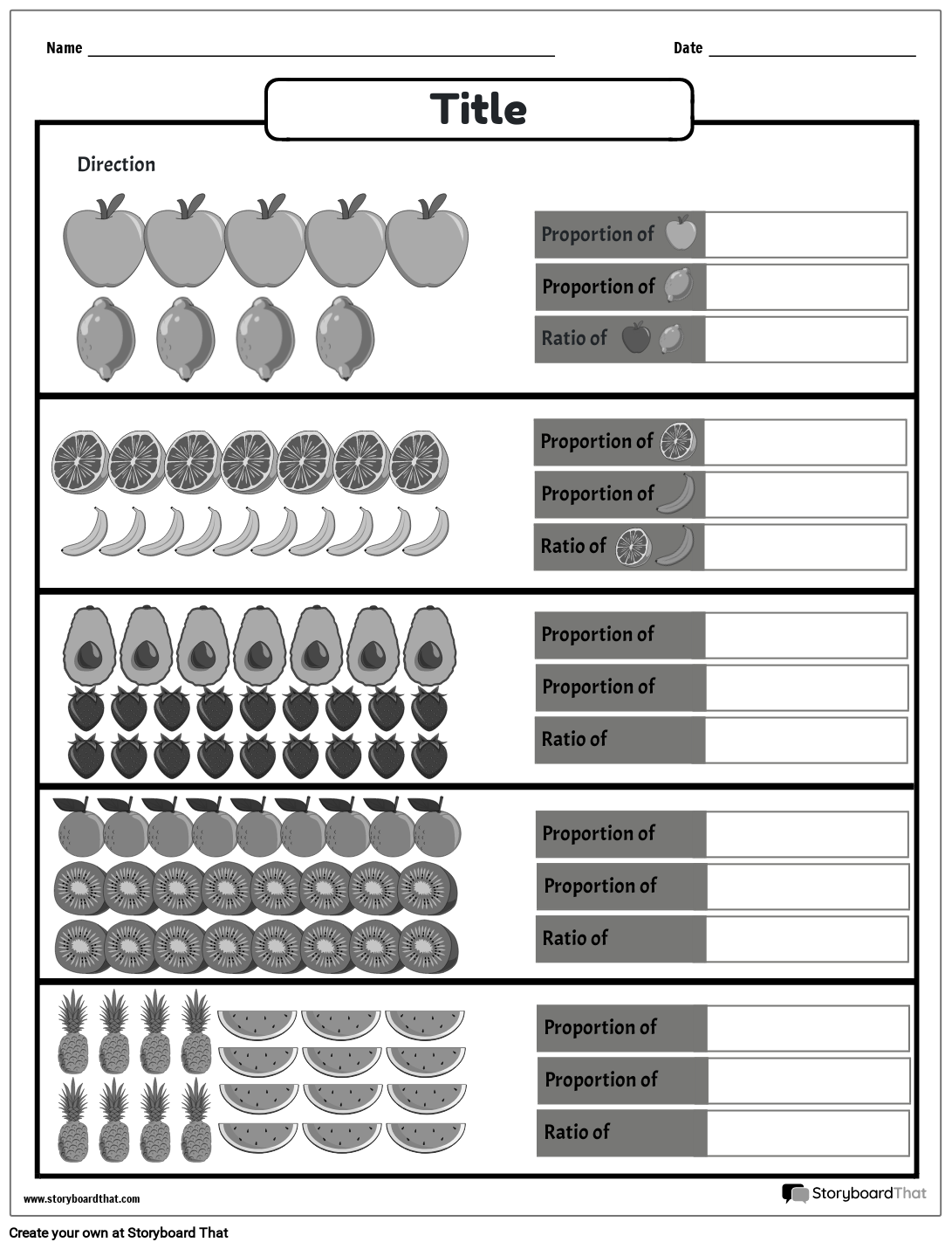 Fruit-themed Proportion Template