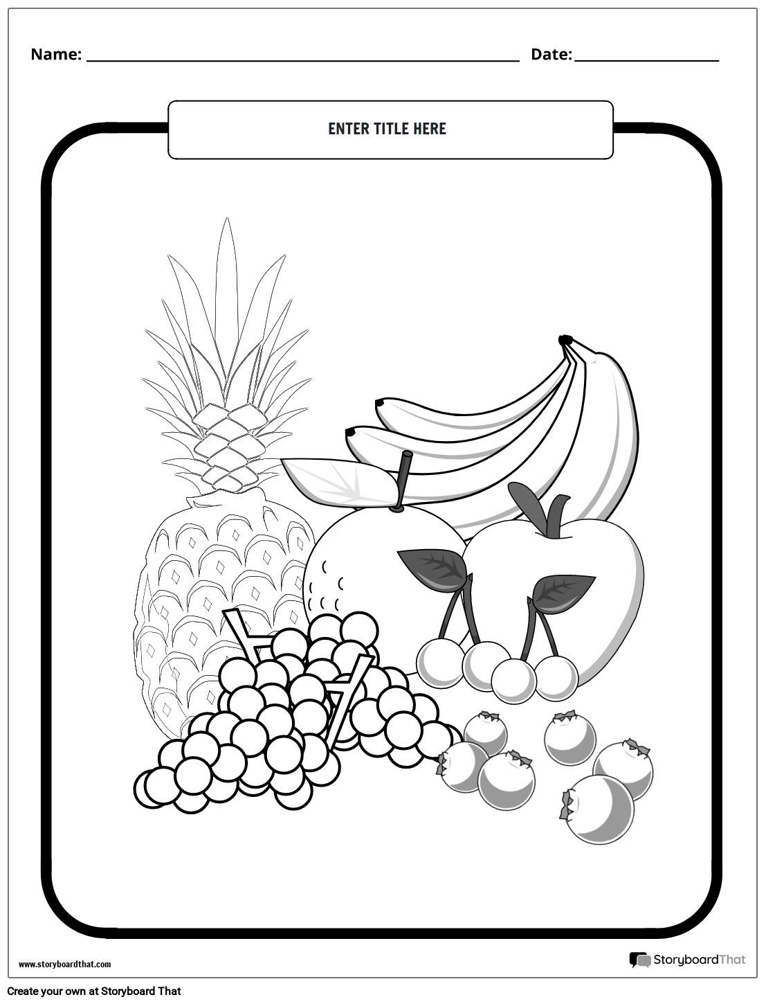 Fruits Coloring Page Printable