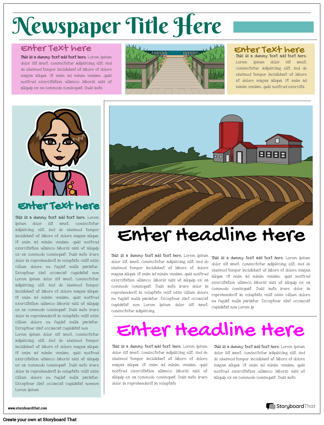 Colorful Sections Newspaper Project Worksheet