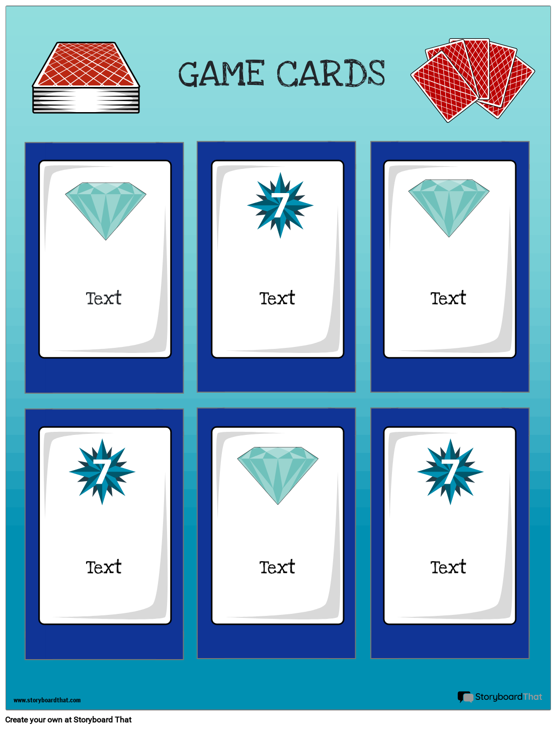 Game Card Template with Icons