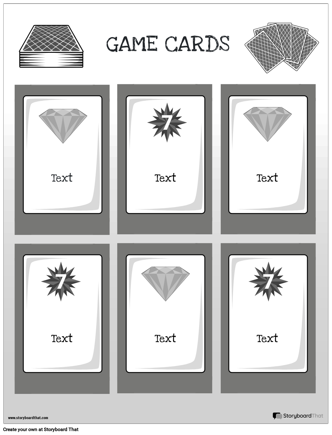 Game Card Template with Icons