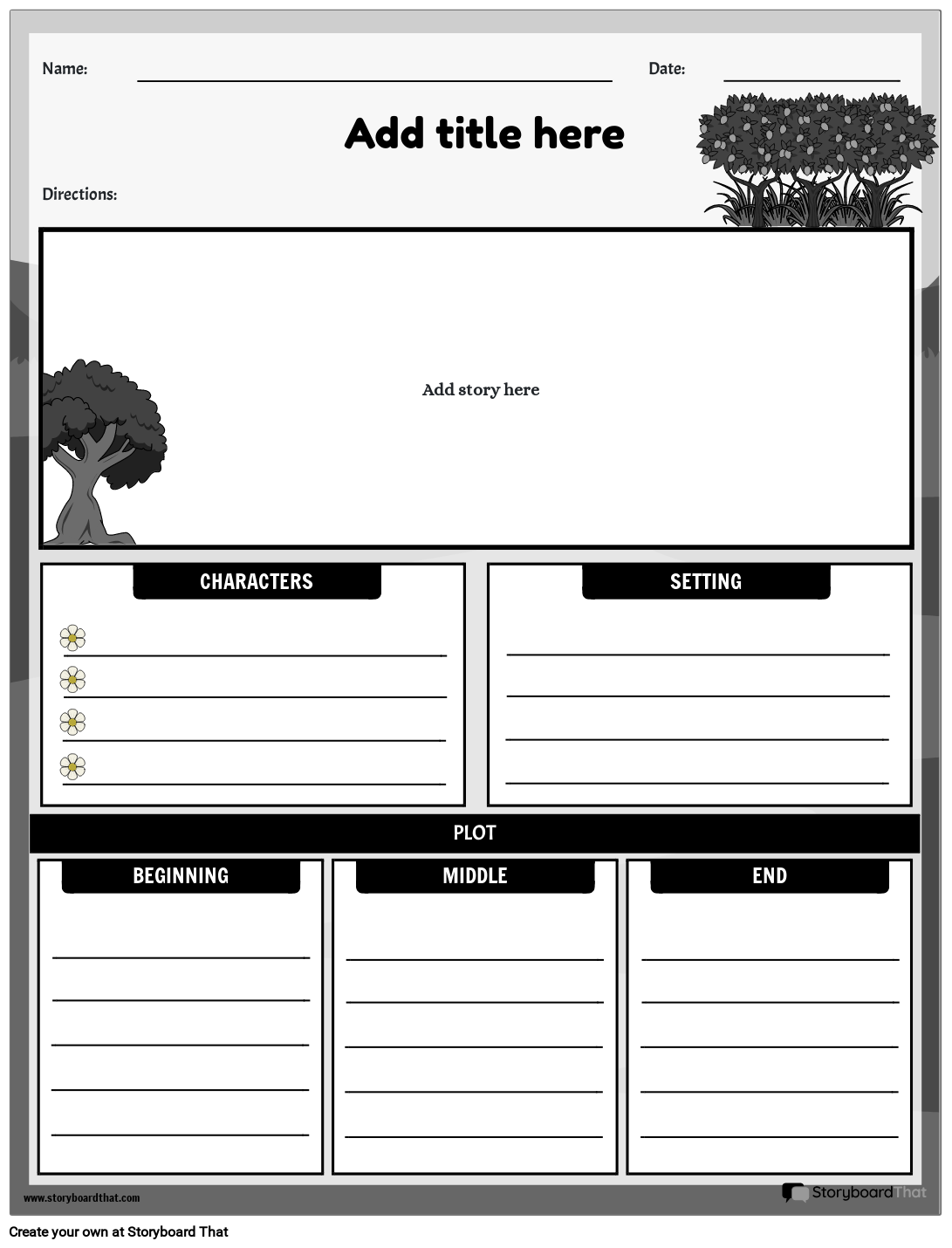 Garden-themed Story Elements Worksheet