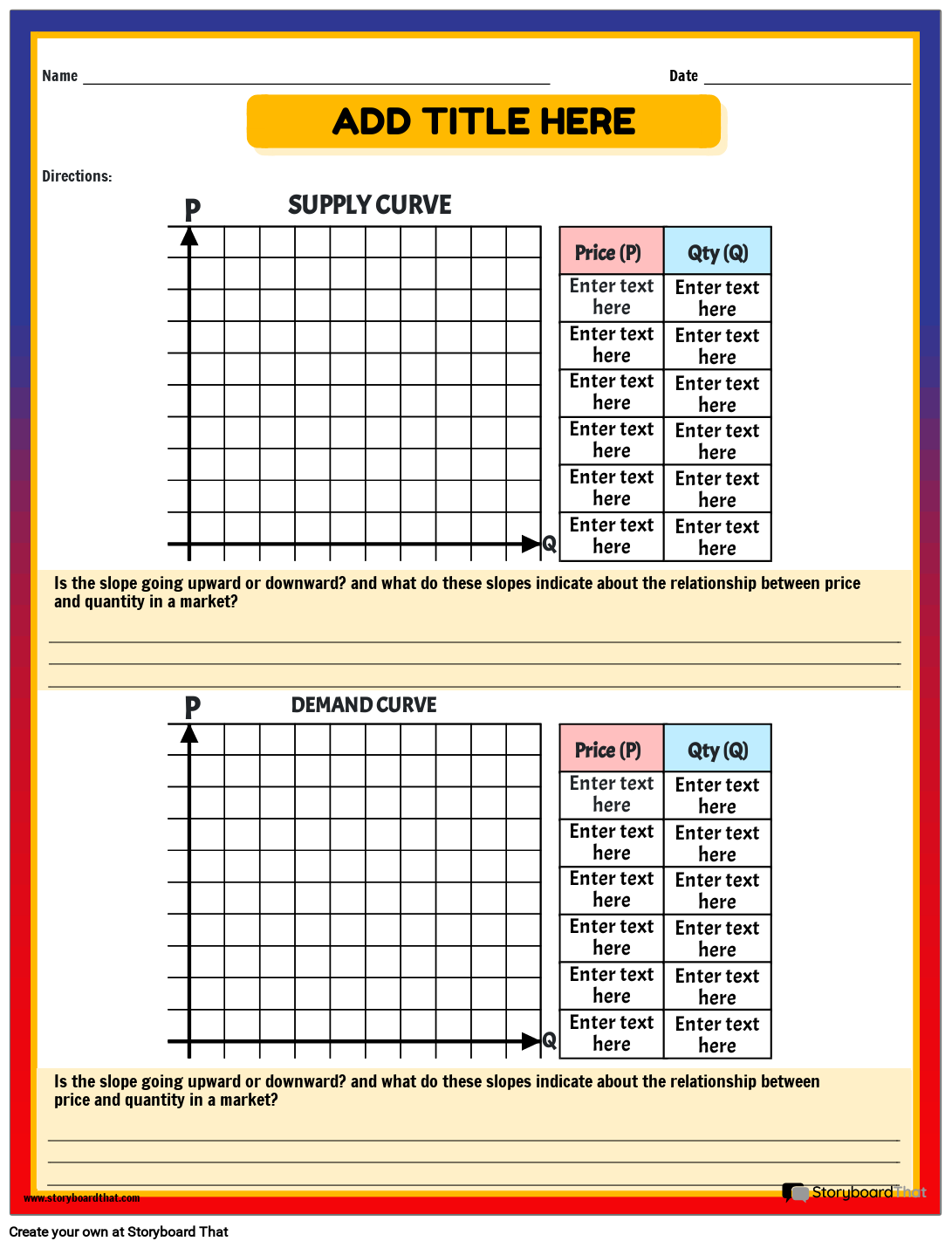 Graphing Supply and Demand Worksheet