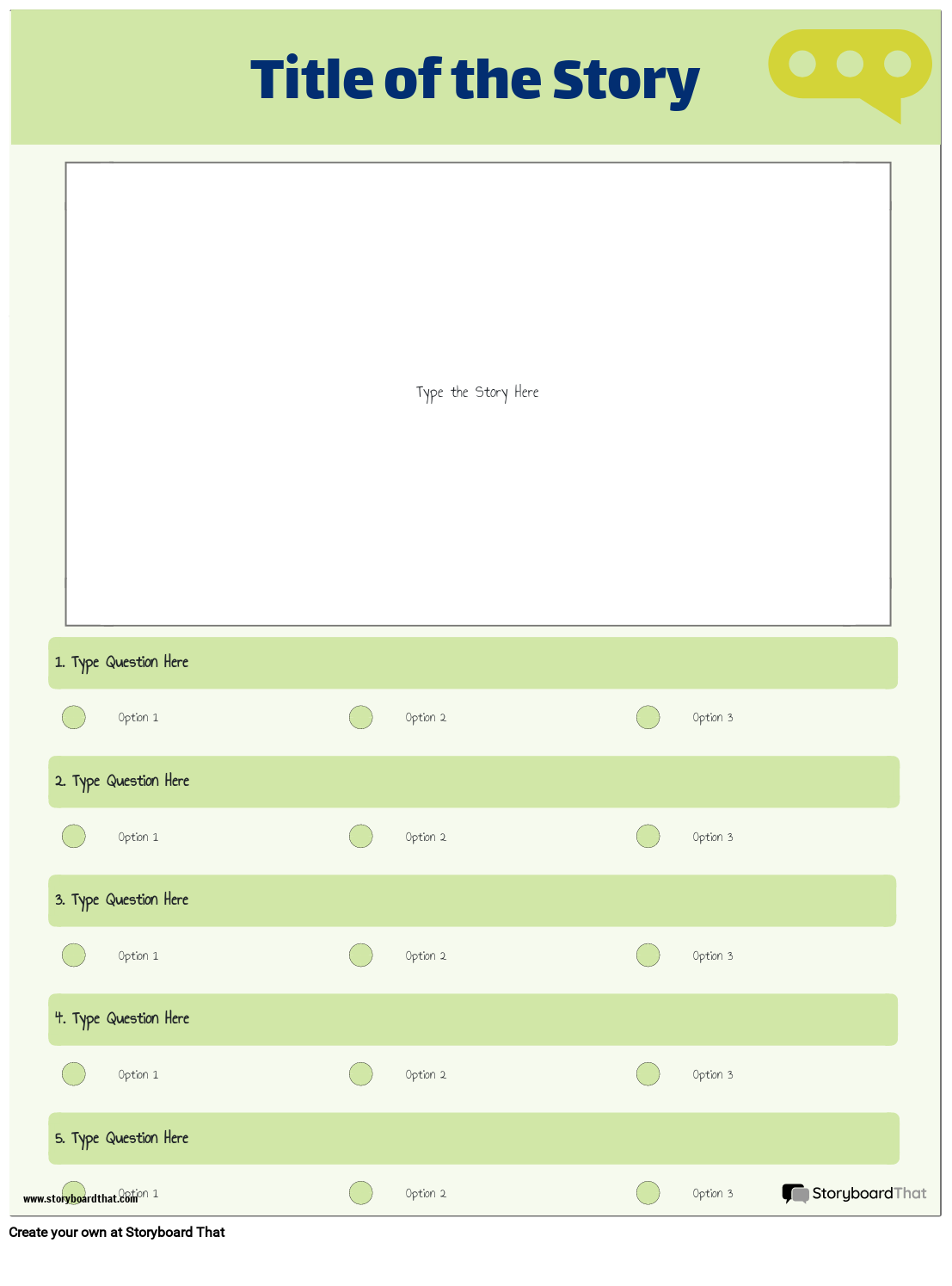 Green Reading Comprehension Worksheet Storyboard