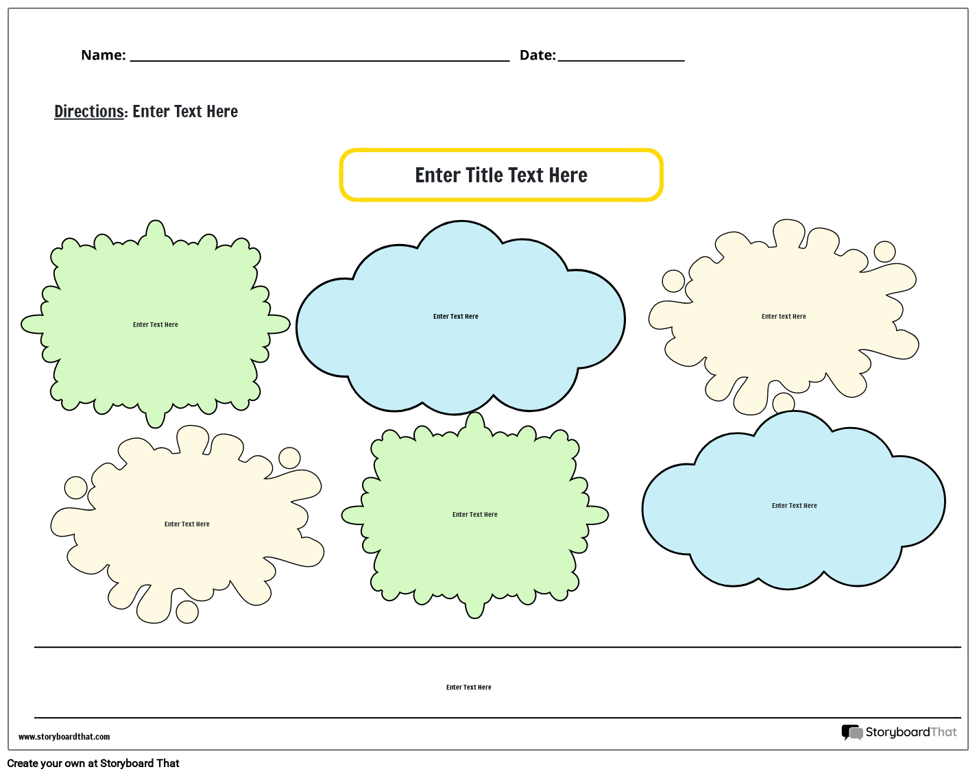 Colorful Cloudy Shapes Themed Poetry Worksheet Guide