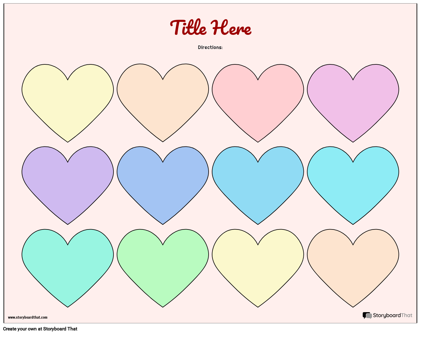 Heart Messages Cut Out Template