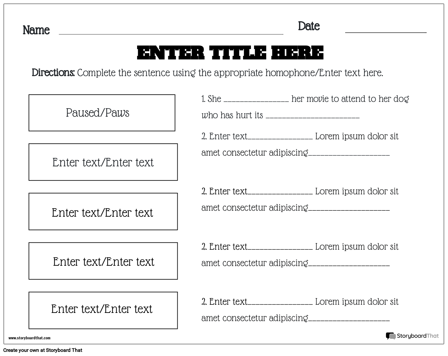 Homophone Is A Sentence Worksheet In Greyscale