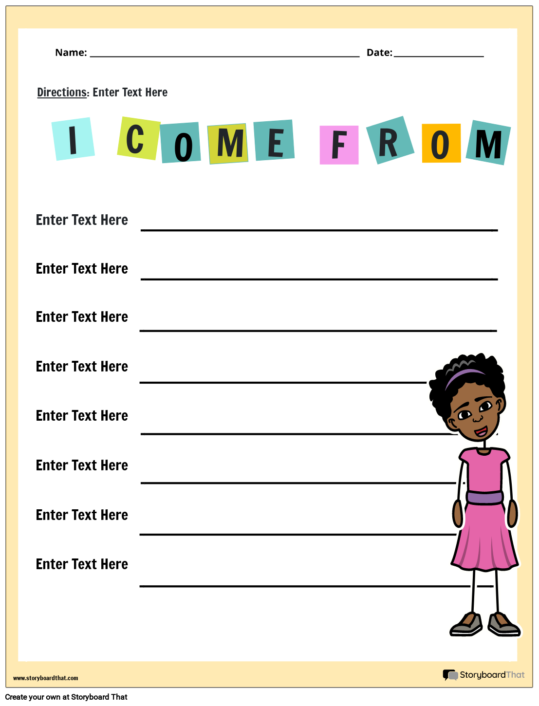Colorful Character Based Poetry Worksheet Guide