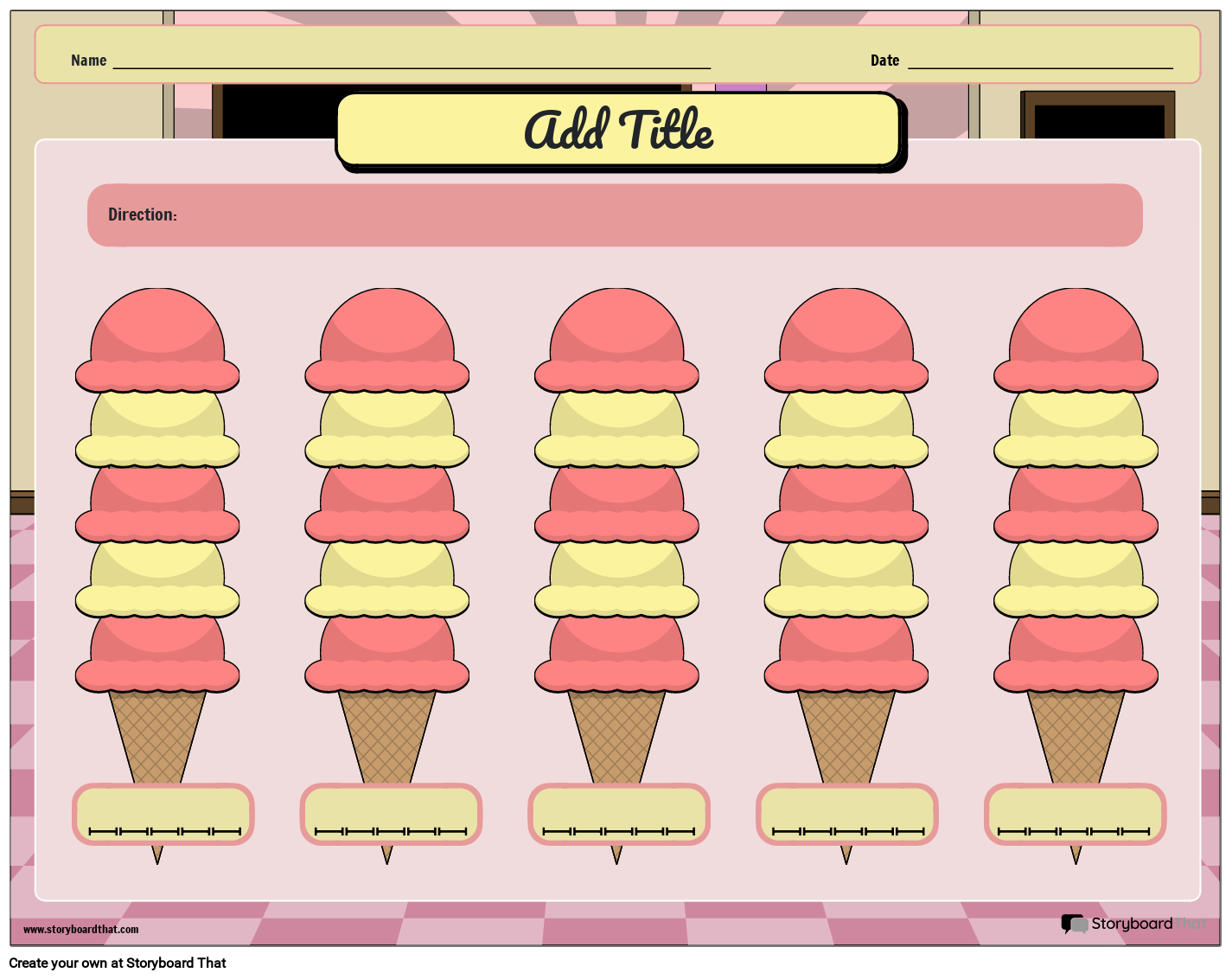 Ordering Numbers Template - Ice Cream Theme