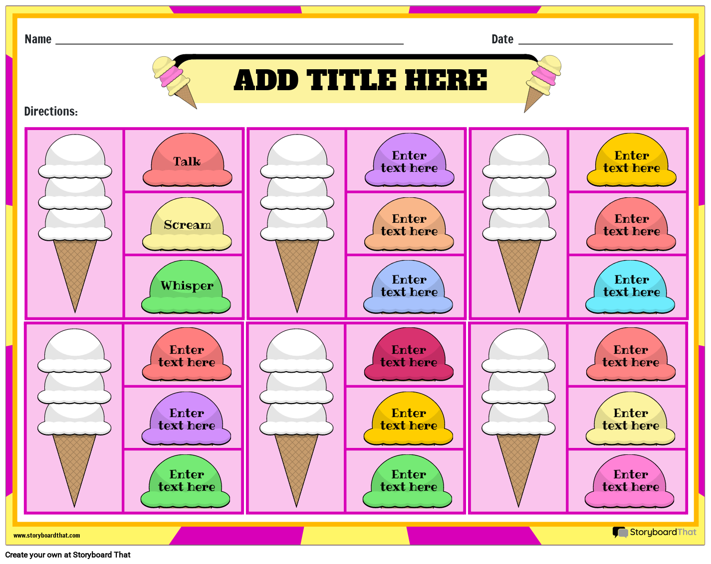 Ice Cream-themed Shades of Meaning Worksheet