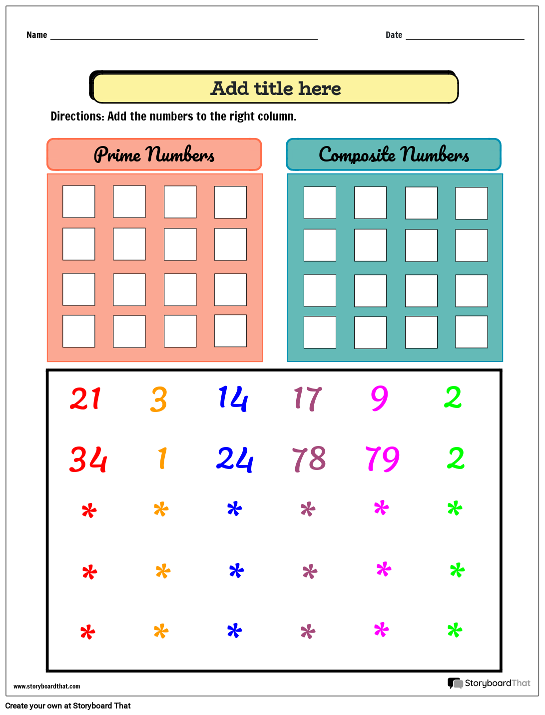 Identifying Prime and Composite Numbers Worksheet