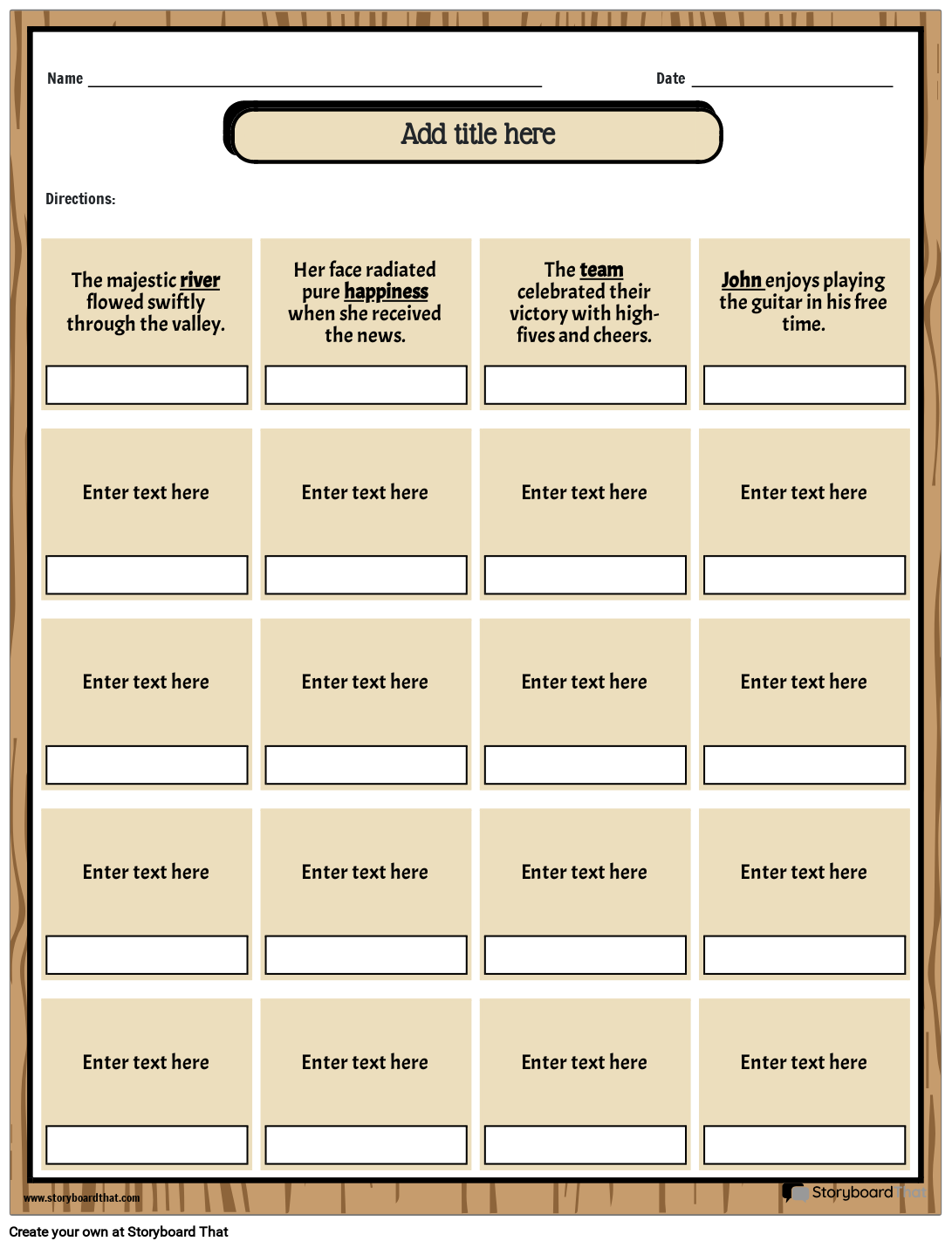 Identifying the Types of Nouns Worksheet