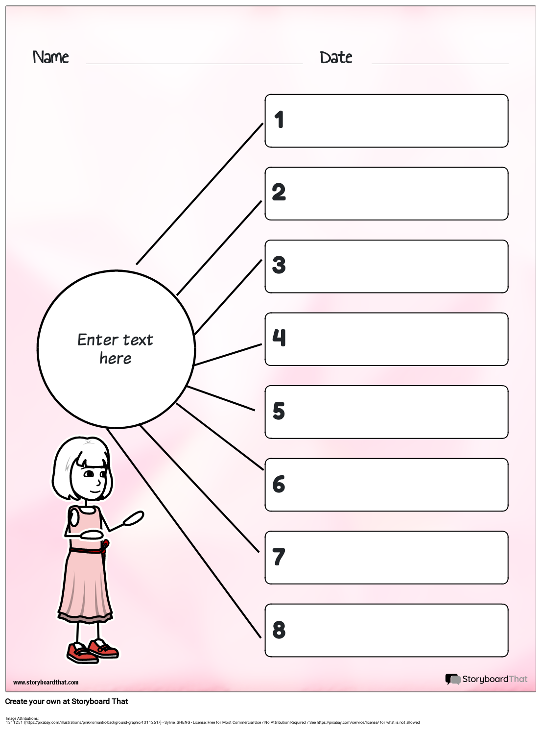 Pink Character-Themed Tier List Worksheet Design