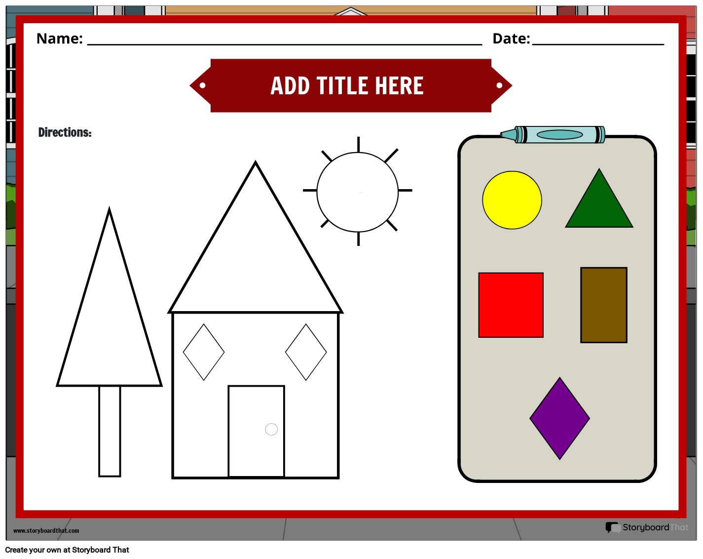 Instruction-Based House Coloring Worksheet