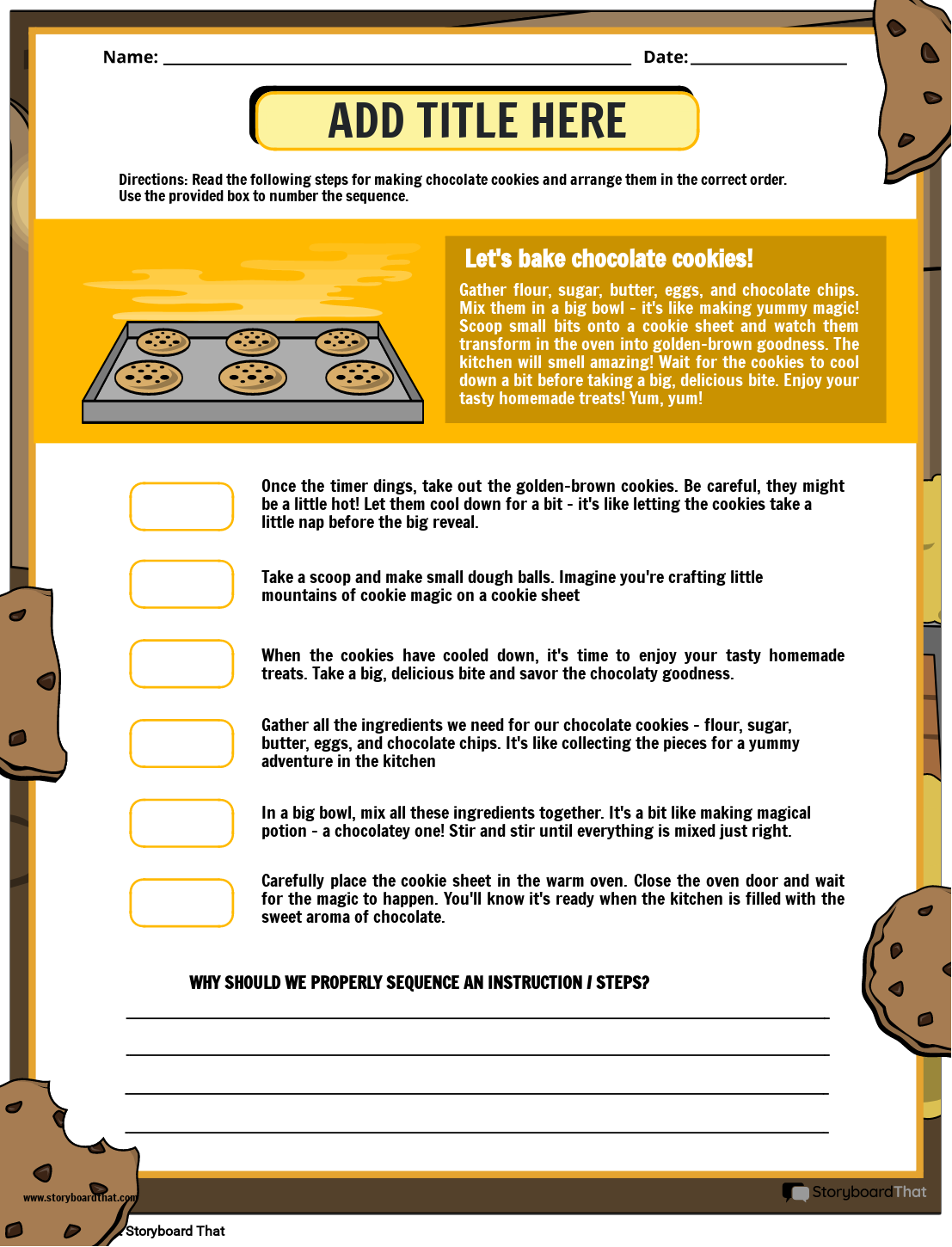 Instructions Sequencing Worksheet