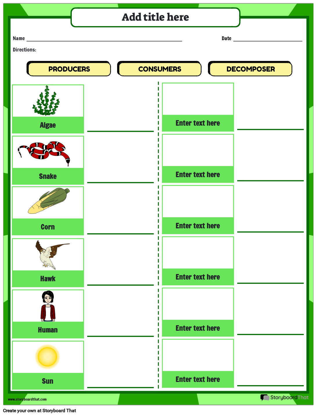 Is It a Producer, Consumer, or Decomposer? Worksheet