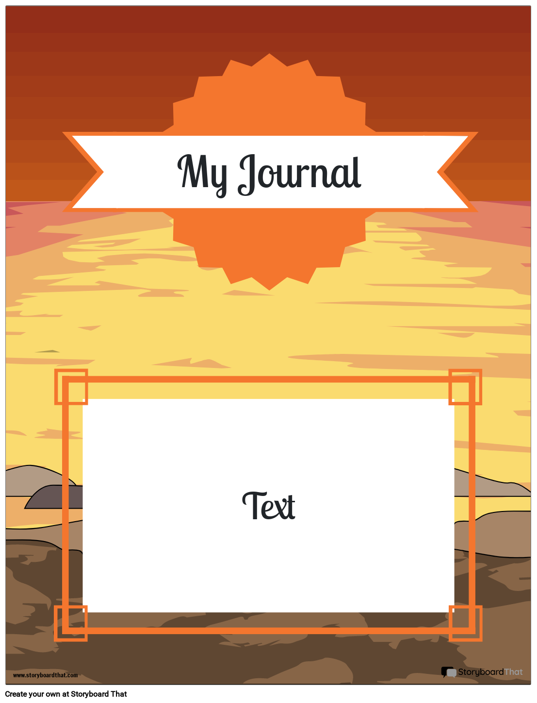 Journal Cover Template with a Setting Sun Theme