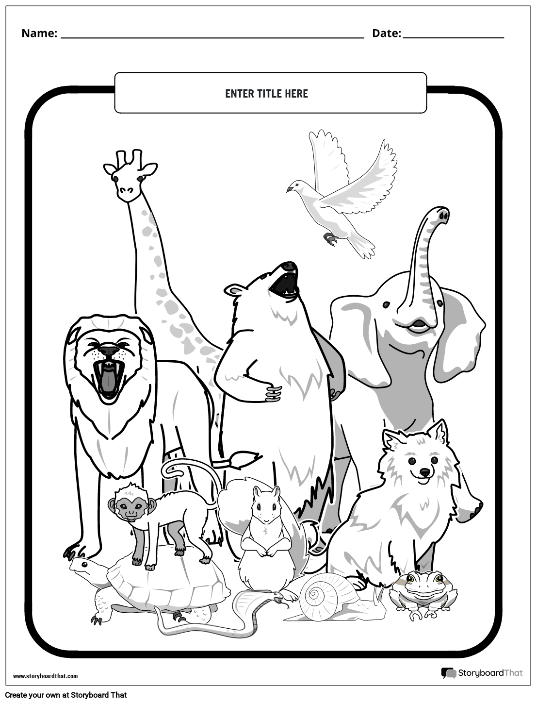 Jungle Animals-themed coloring page