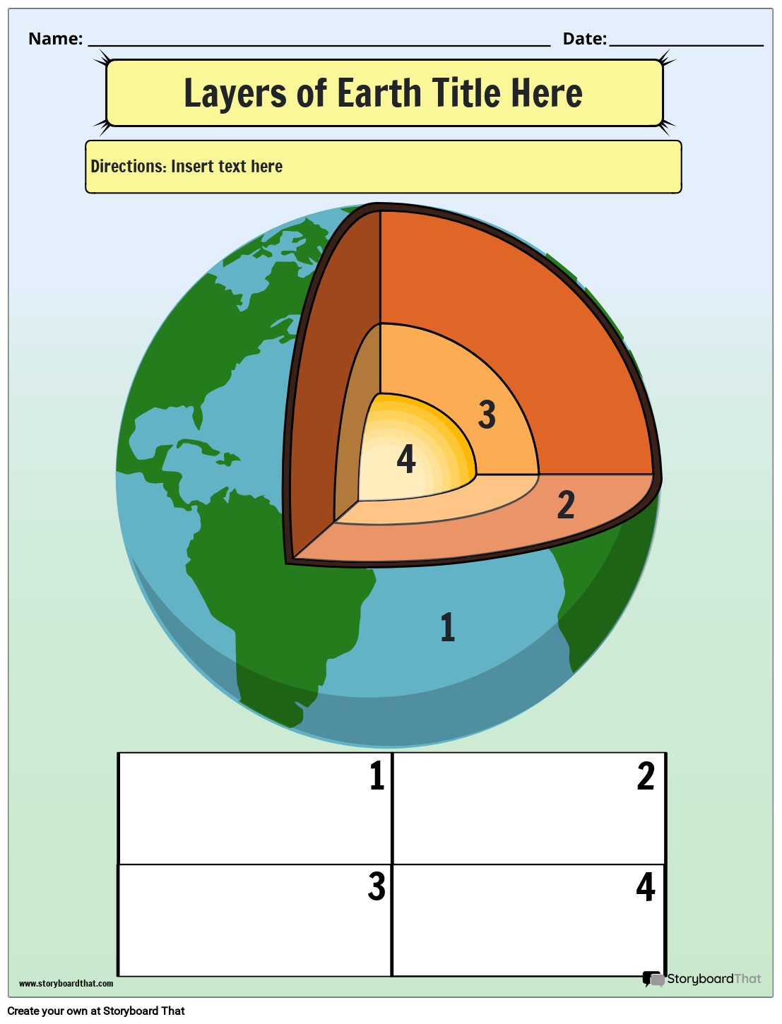 layers of the earth worksheet