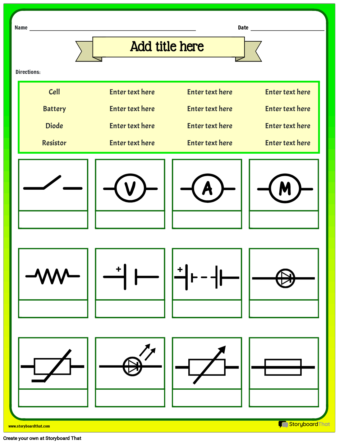 Labeling Electrical Circuits Symbols