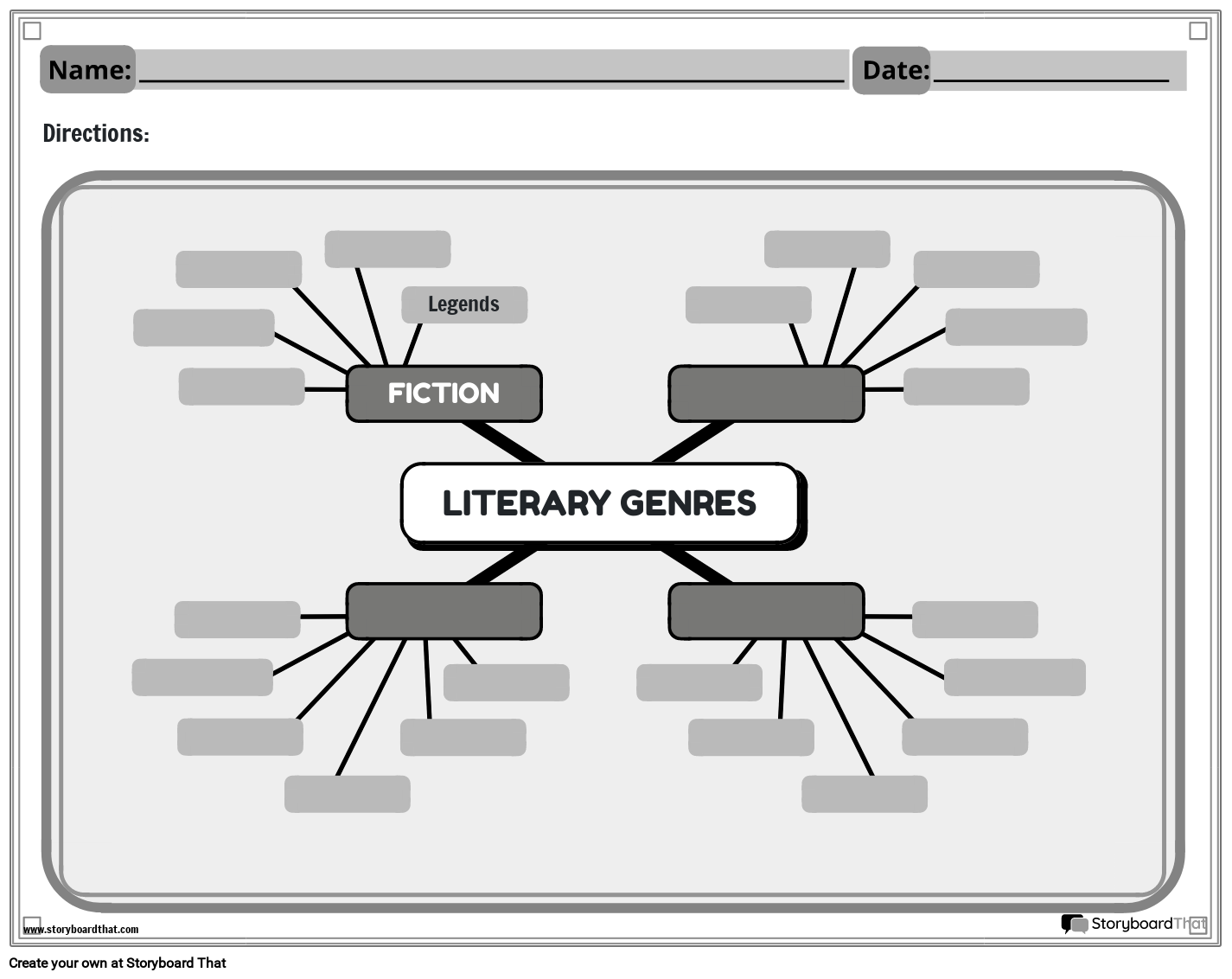 Literary Genre Diagram Worksheet