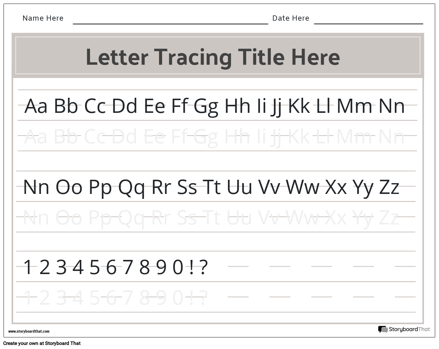 Letter Tracing Worksheets | StoryboardThat