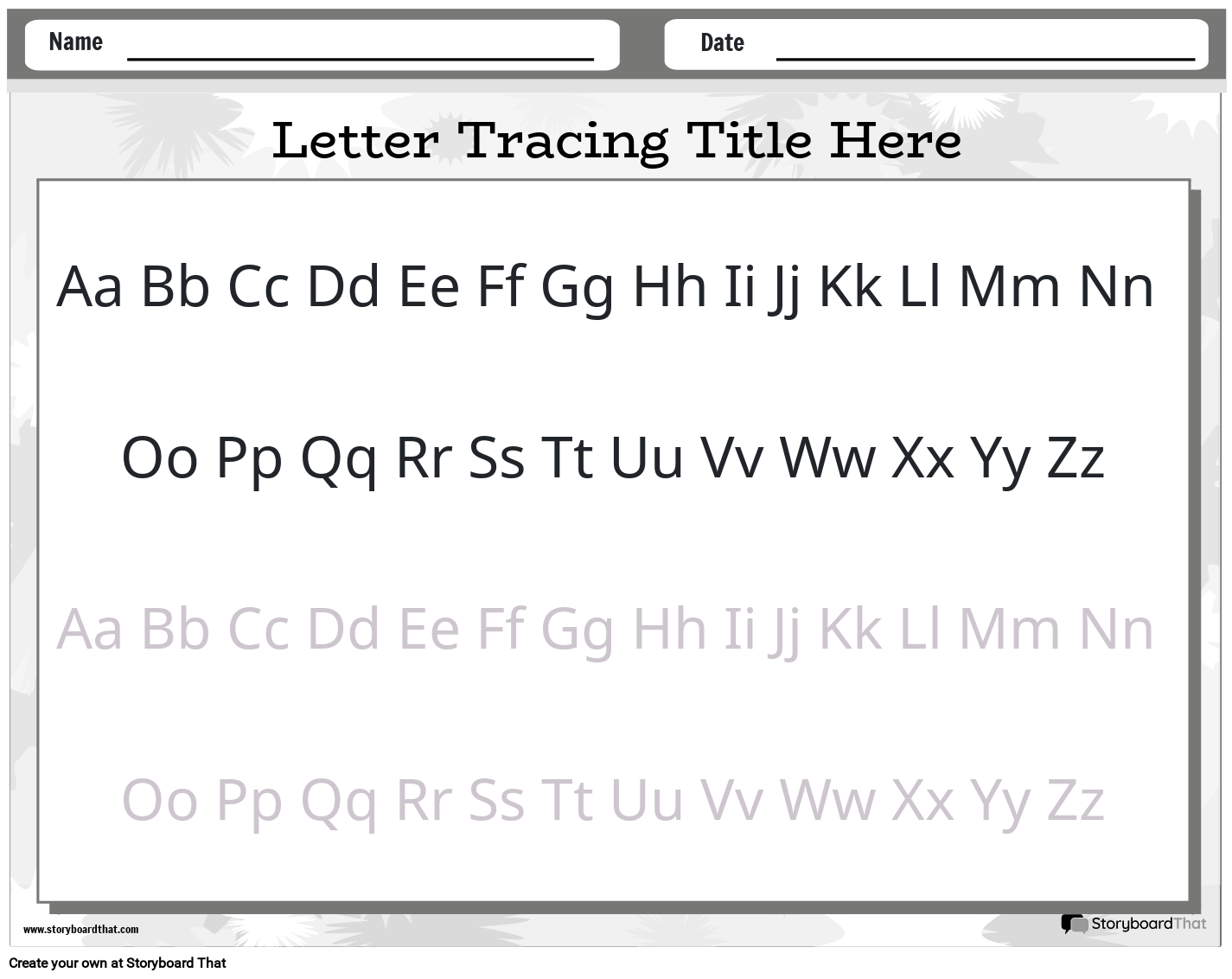 Letter Tracing Worksheets | StoryboardThat