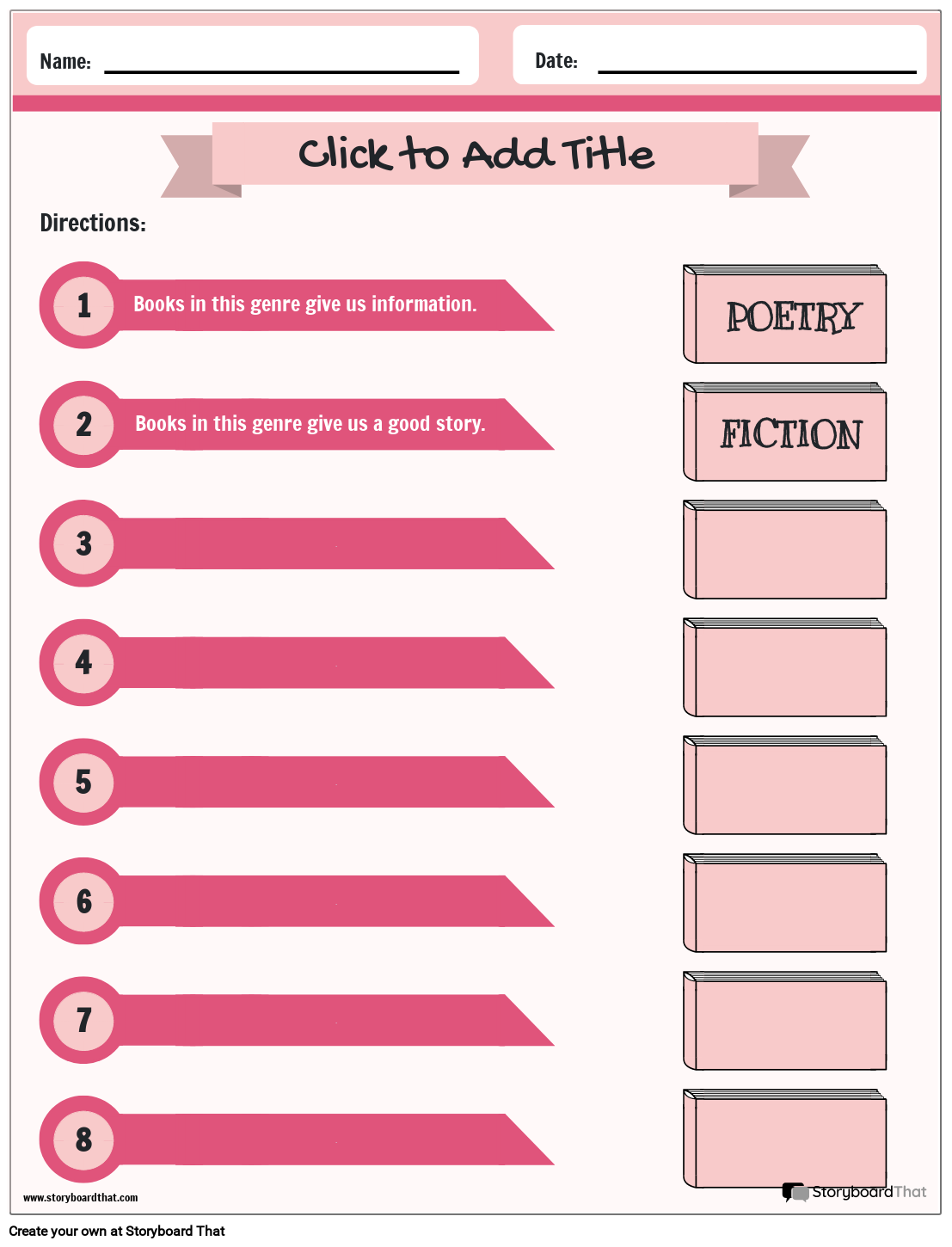 Make a Match: Reading Genres Worksheets
