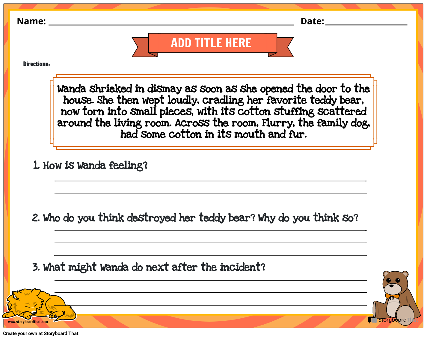 Animals Themed Inferencing Worksheet Template