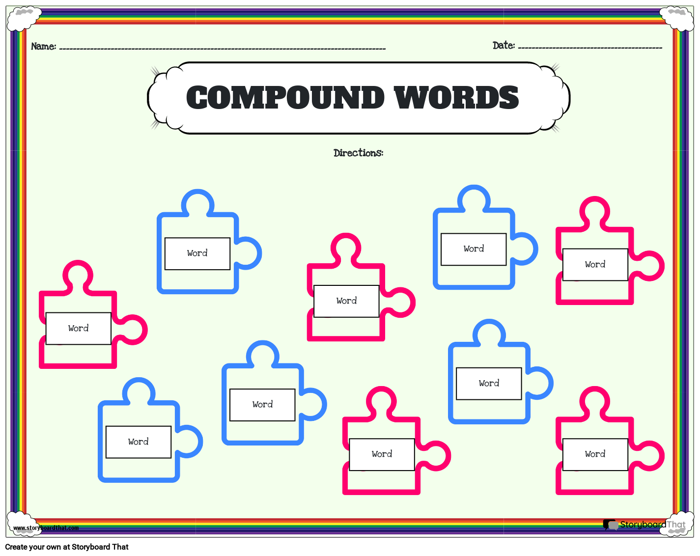Match the Puzzle Compound Word Cards