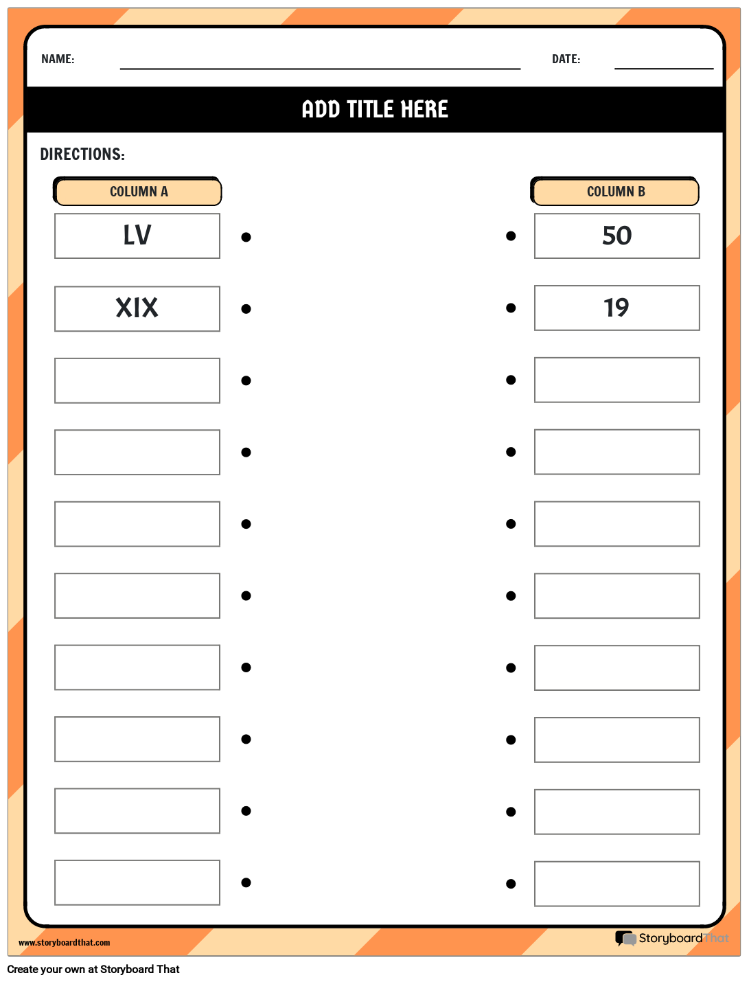 Matching Type Roman Numerals Worksheet