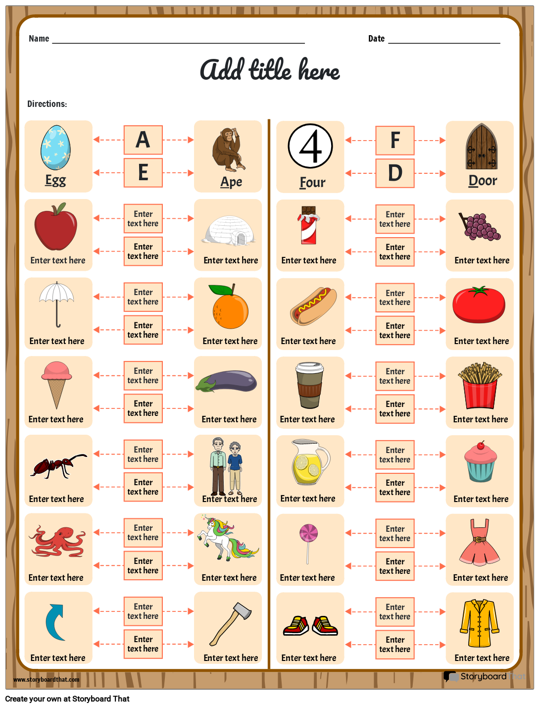 Matching-type Vowels and Consonant Worksheet