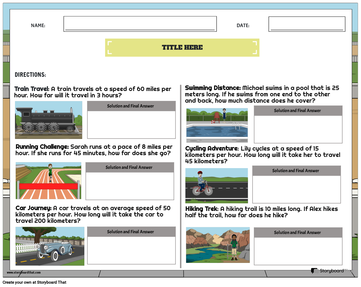 Math Word Problems involving Distance