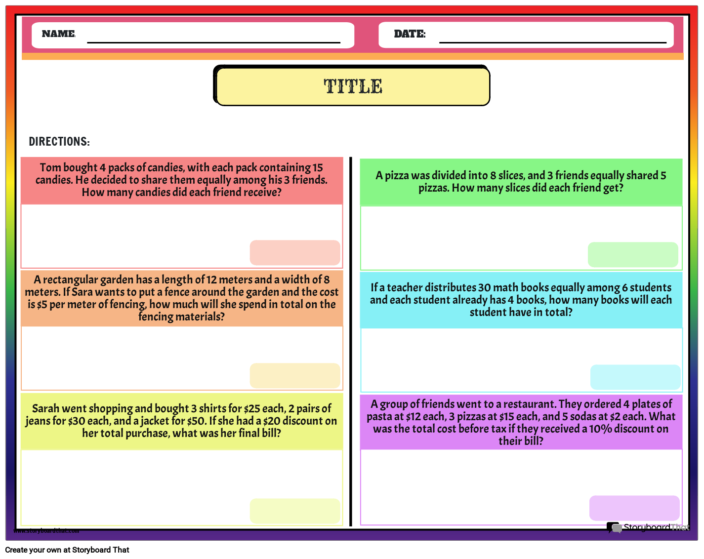 Math Word Problems Worksheets StoryboardThat Math Word Problems Worksheets StoryboardThat