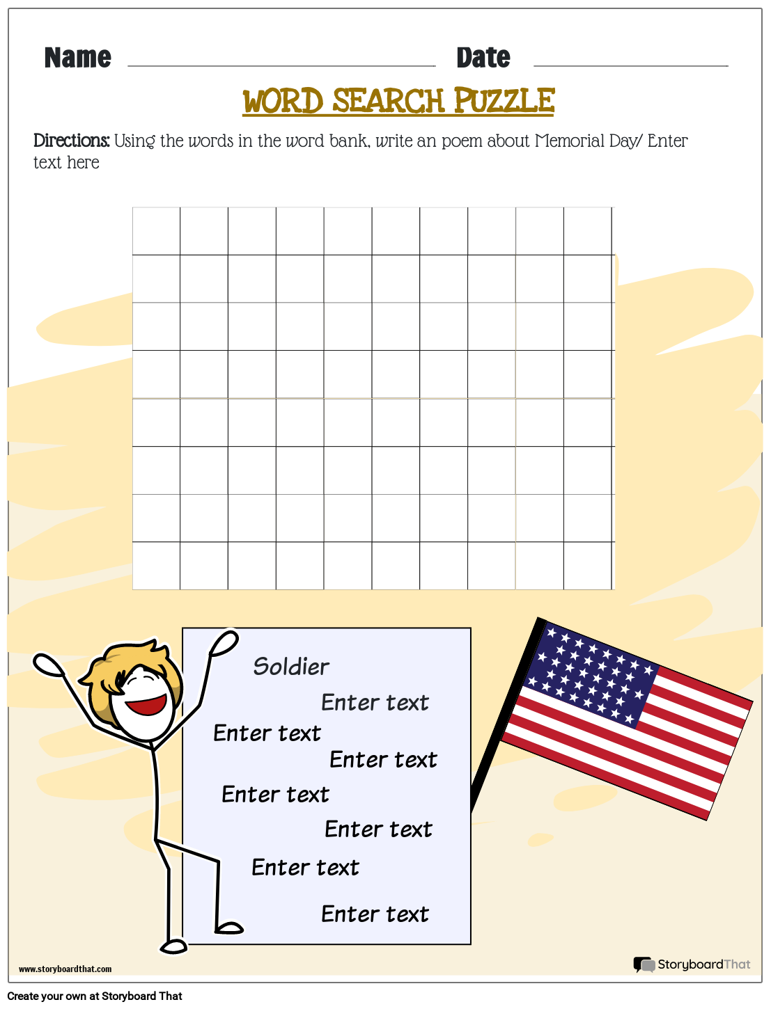 Memorial Day word search