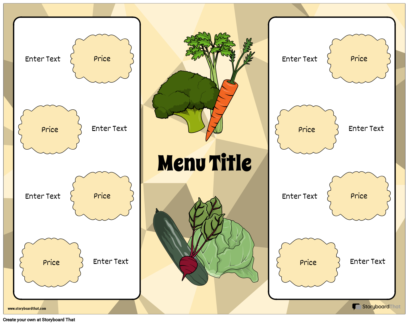 Menu Template Design Featuring Green Vegetables