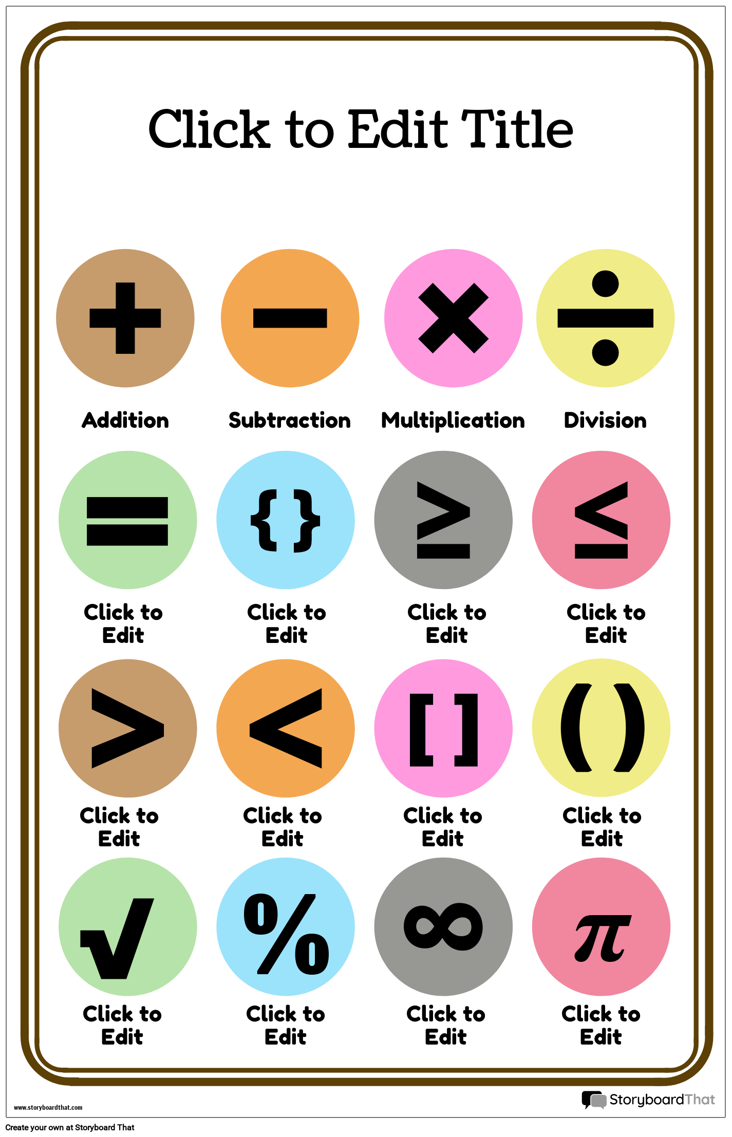 Minimalist Math Symbols Poster