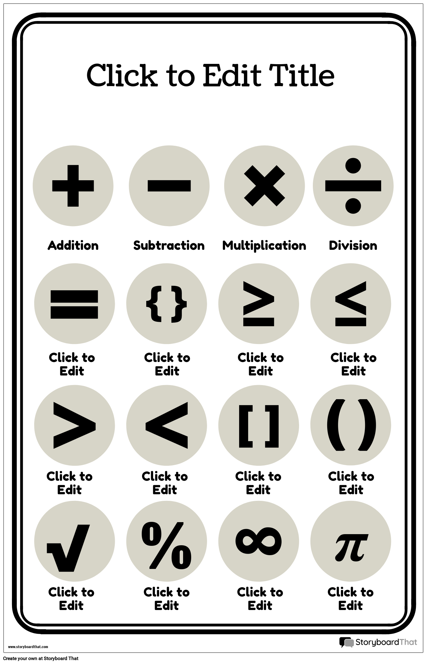 Minimalist Math Symbols Poster