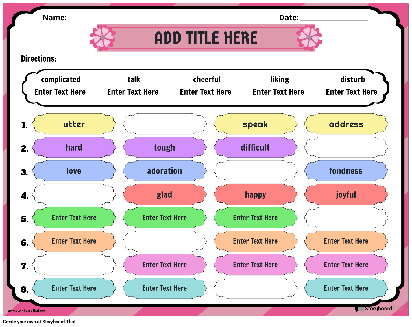 Shades Of Meaning Worksheets For Effective Learning StoryboardThat