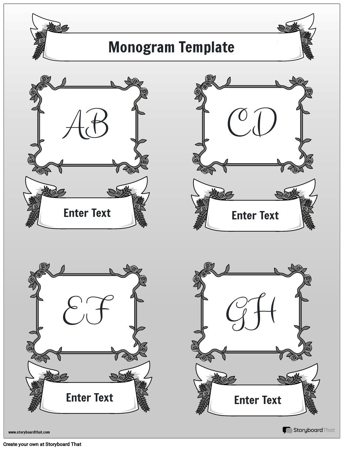 Monogram Template with Framed Boxes