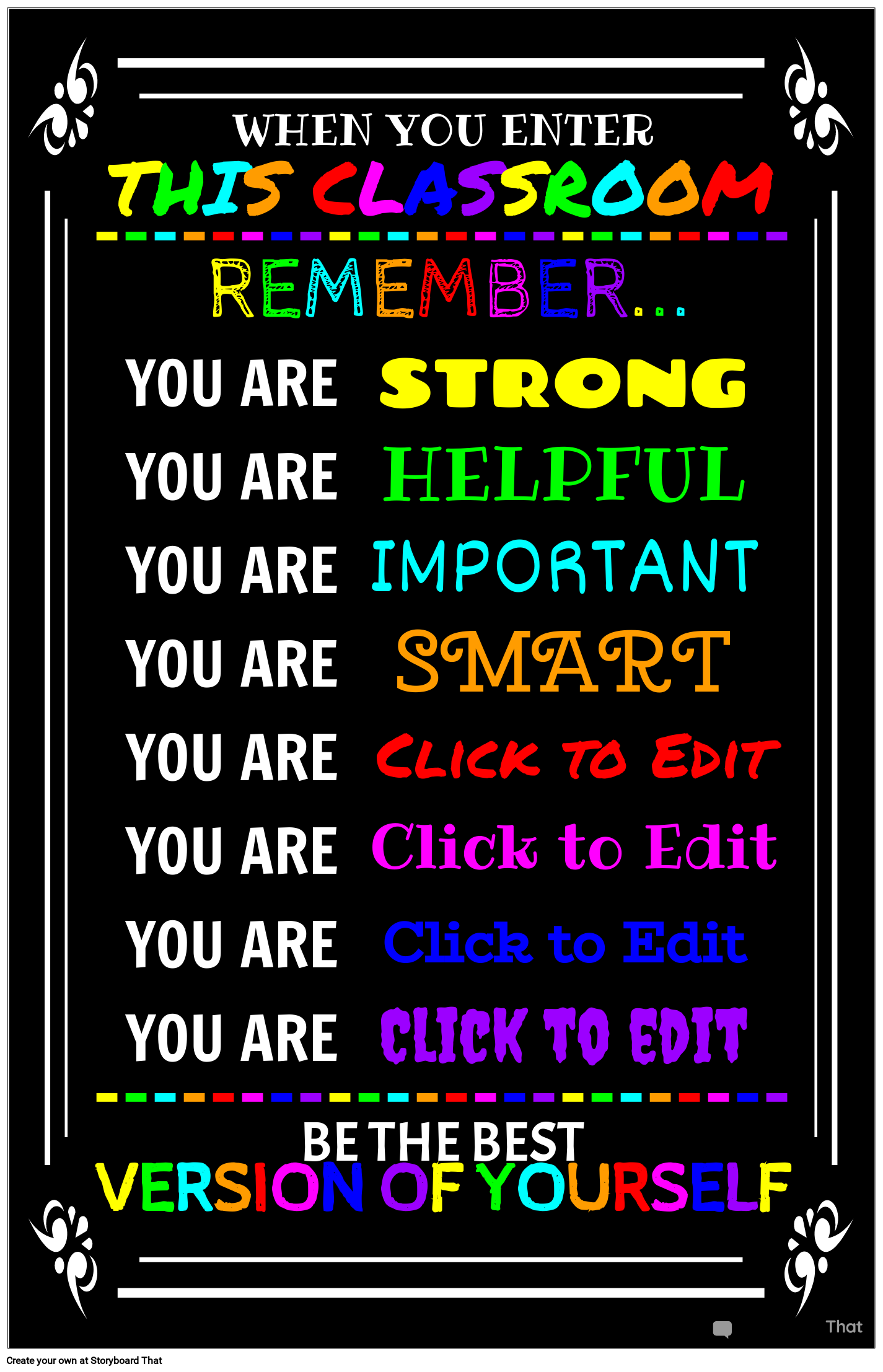 Motivational Poster for Classroom Editable Template