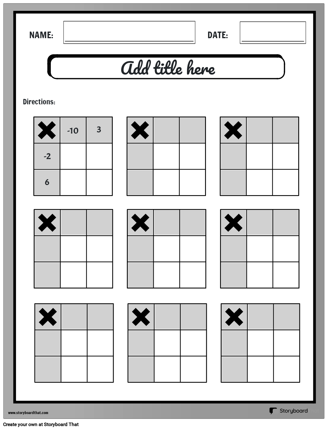 Multiplication Squares-Integers Operation Worksheet