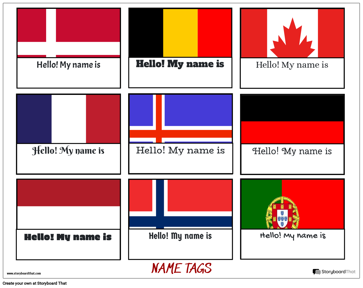 Name Tag with Flags