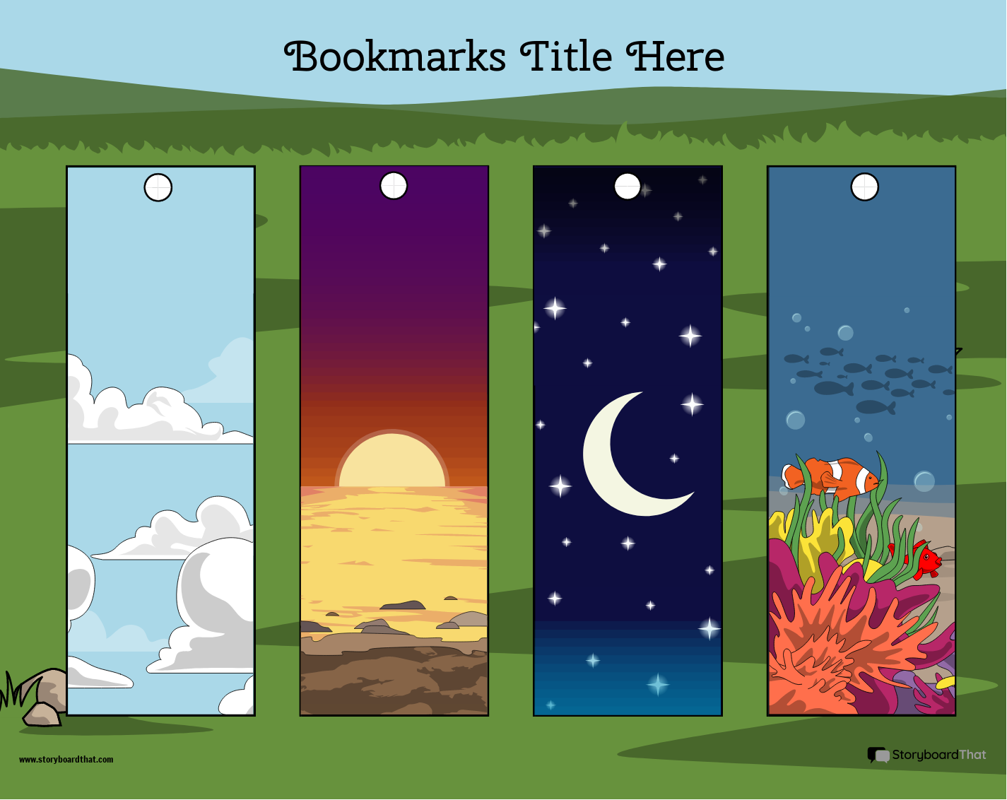 Beautiful Time and Setting Based Bookmark Worksheet