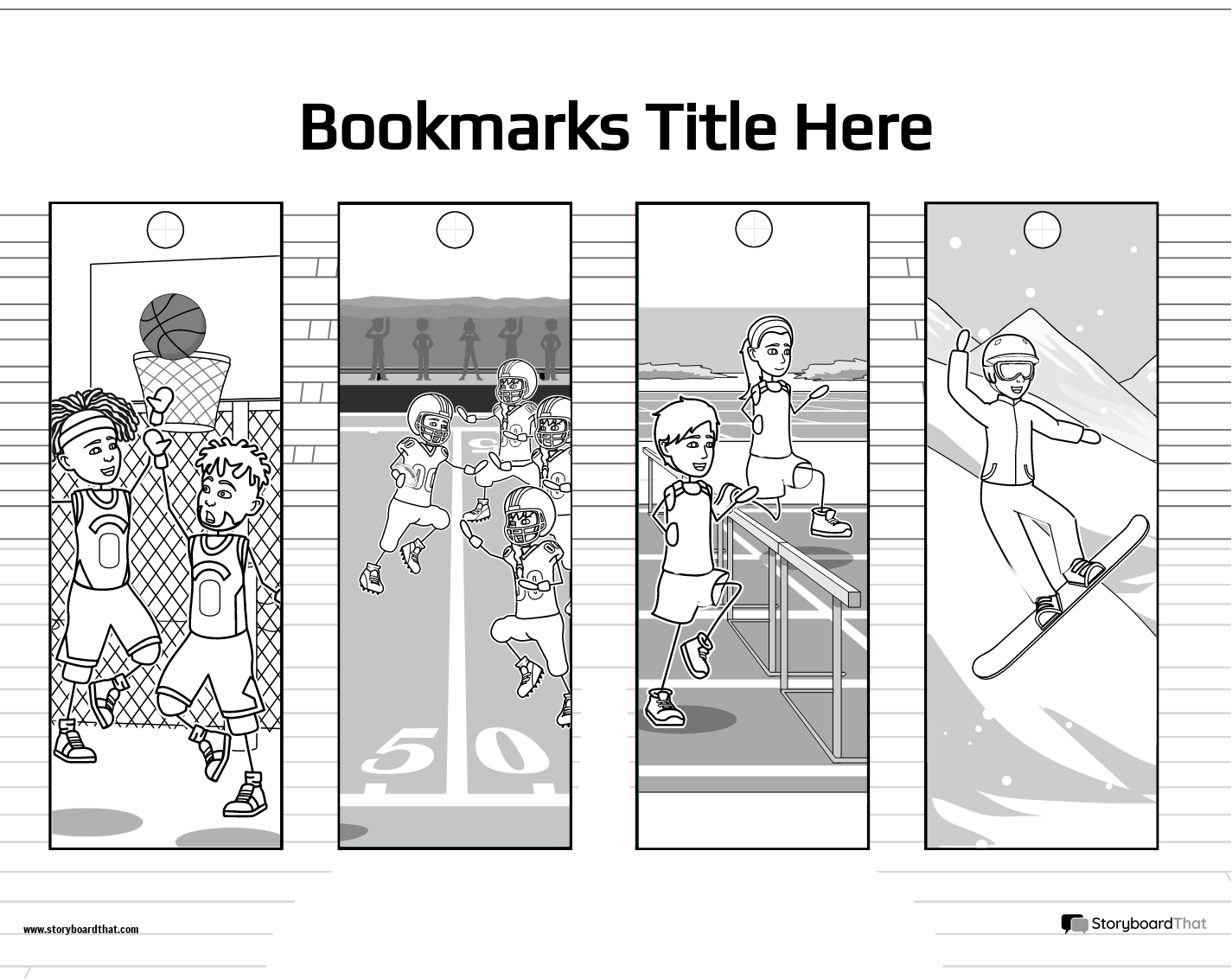 Sports and Players Based Simple Bookmark Worksheet