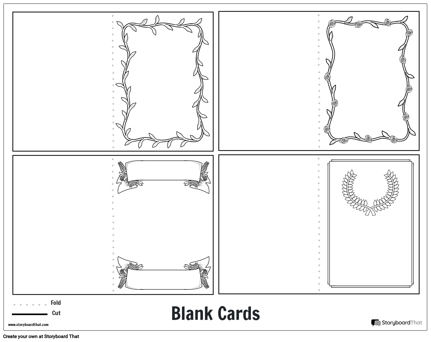 Card Worksheet with Plants Based Frames