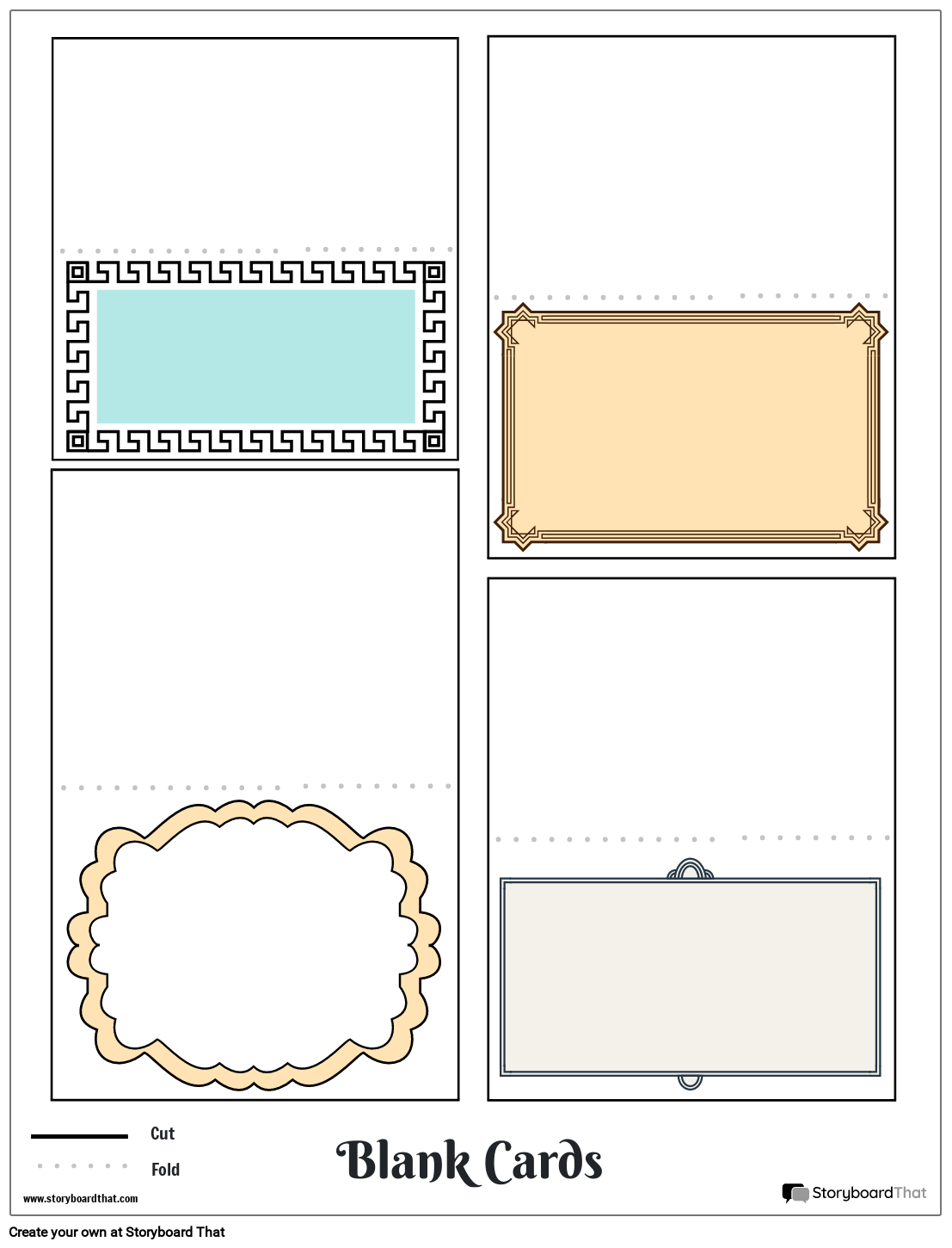 Blank Card Worksheet with Different Colorful Shapes